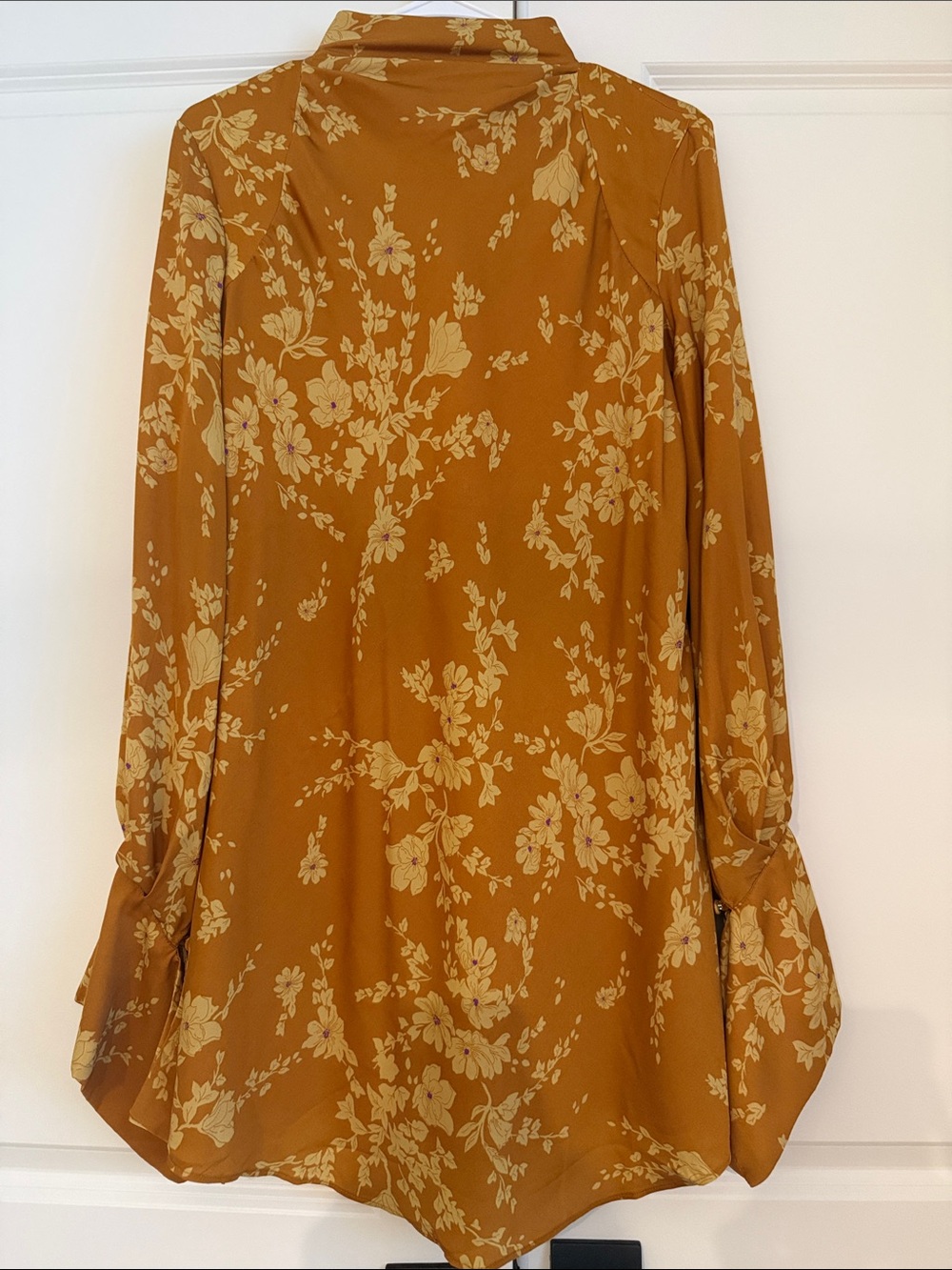 NWOT Free People Mustard Floral Low Back Mini Dress